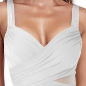 Women's One Piece Swimsuits Wrap Front Cross Backless Bathing Suit Small White